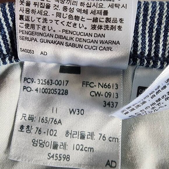 Levi's Denim Shorts Blue Conductor stripes 5 Pocket Zip Closure Flawed Size 11 - Picture 7 of 7